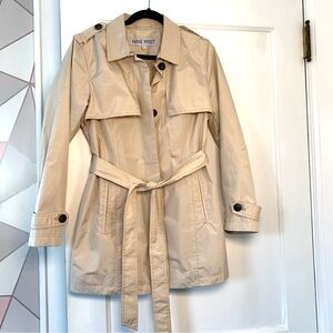 NWOT Nine West Trench Rain Coat Jacket Beige Neutral Tan Classic Women’s Medium